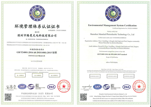 Porcellana Shenzhen Mannled Photoelectric Technology Co., Ltd Certificazioni
